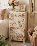 Schmaler Vintage Schrank mit Blumenmuster – Nachtschrank im Landhausstil | Irina