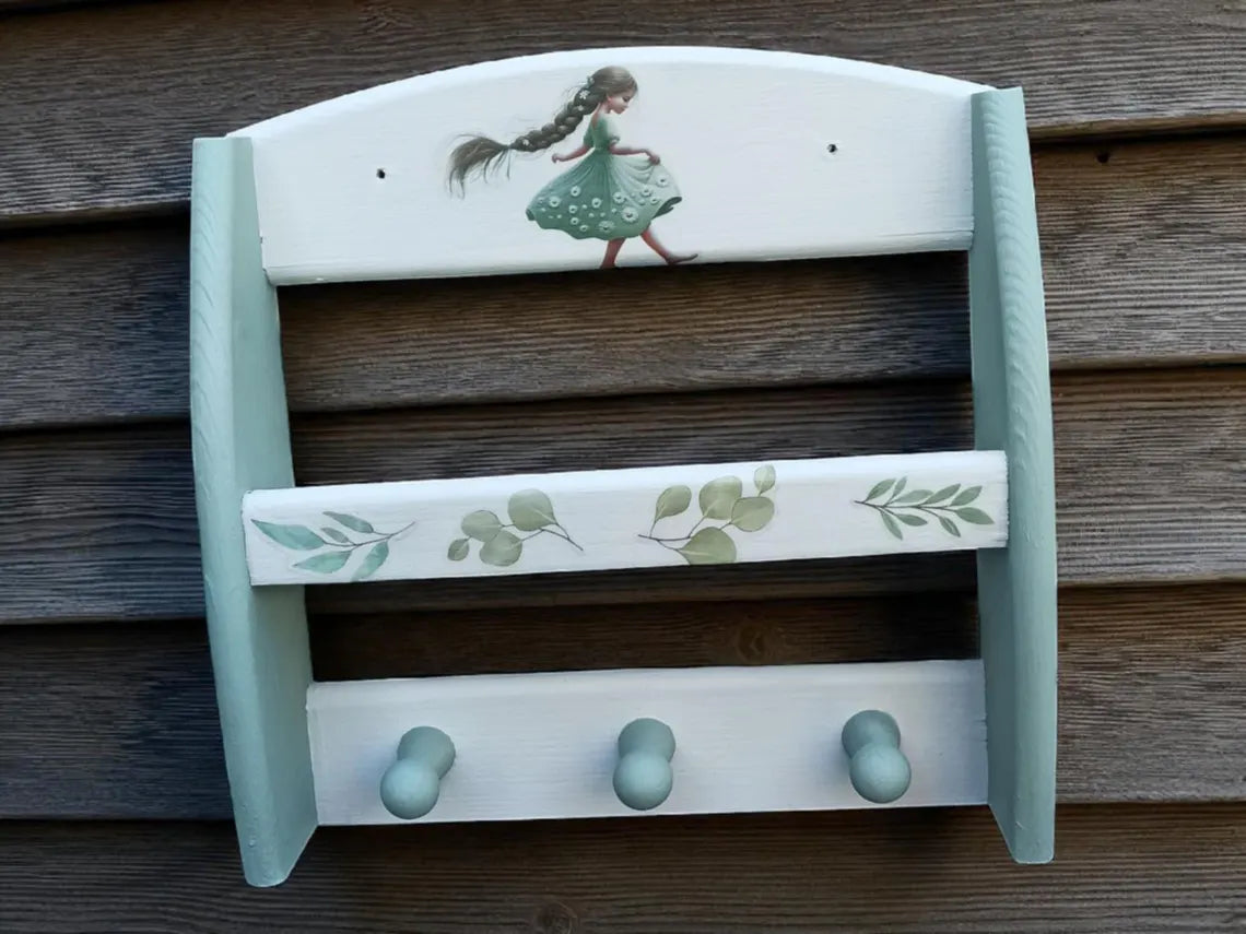 Vintage Wandregal mit Haken – kleines Gewürzregal in Pastell | Milli