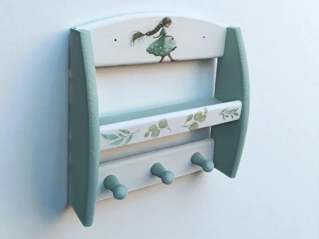 Vintage Wandregal mit Haken – kleines Gewürzregal in Pastell | Milli