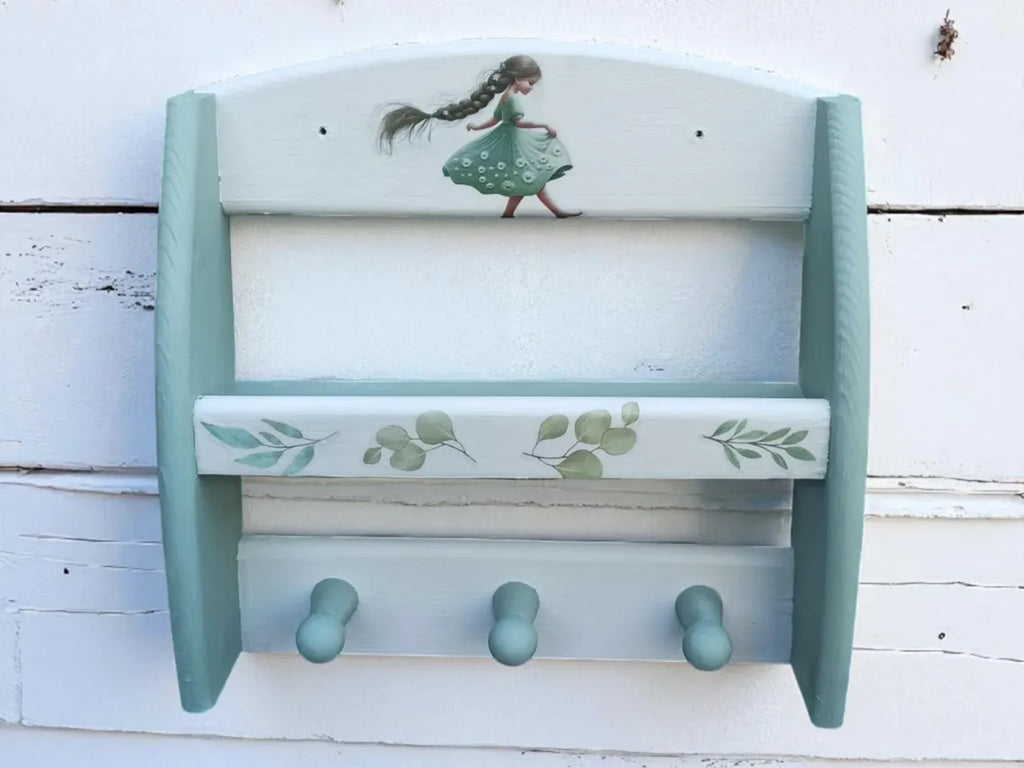 Vintage Wandregal mit Haken – kleines Gewürzregal in Pastell | Milli
