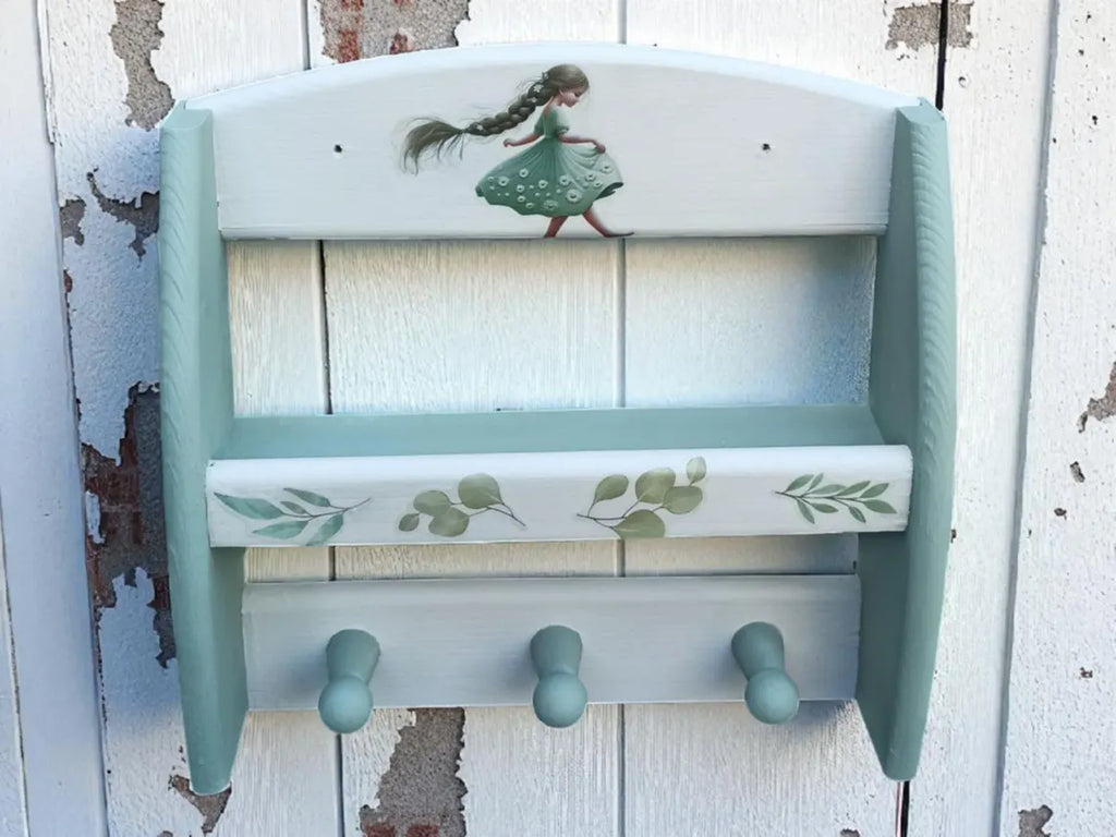 Vintage Wandregal mit Haken – kleines Gewürzregal in Pastell | Milli
