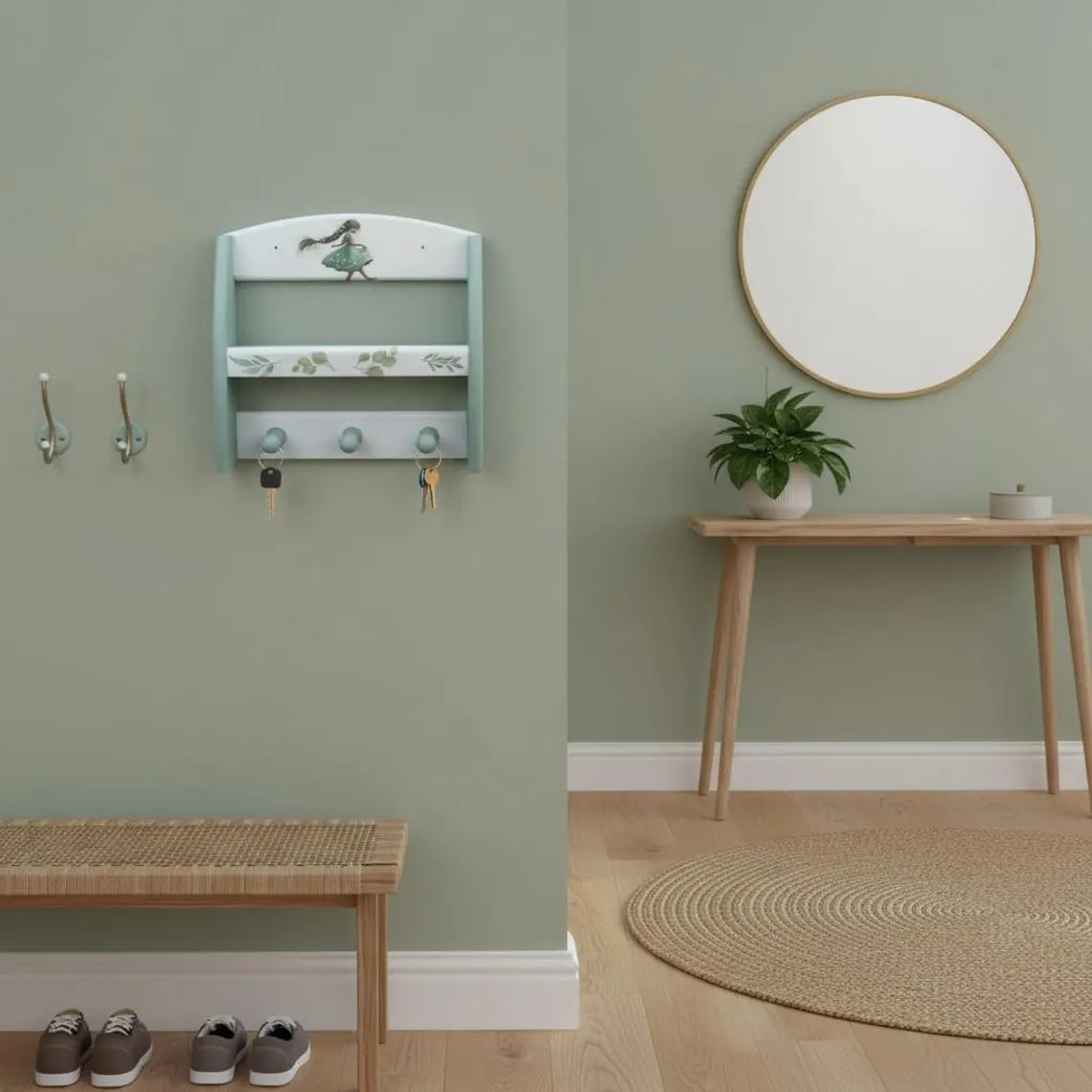 Vintage Wandregal mit Haken – kleines Gewürzregal in Pastell | Milli