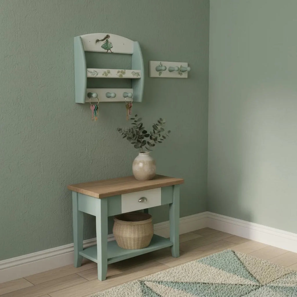Vintage Wandregal mit Haken – kleines Gewürzregal in Pastell | Milli