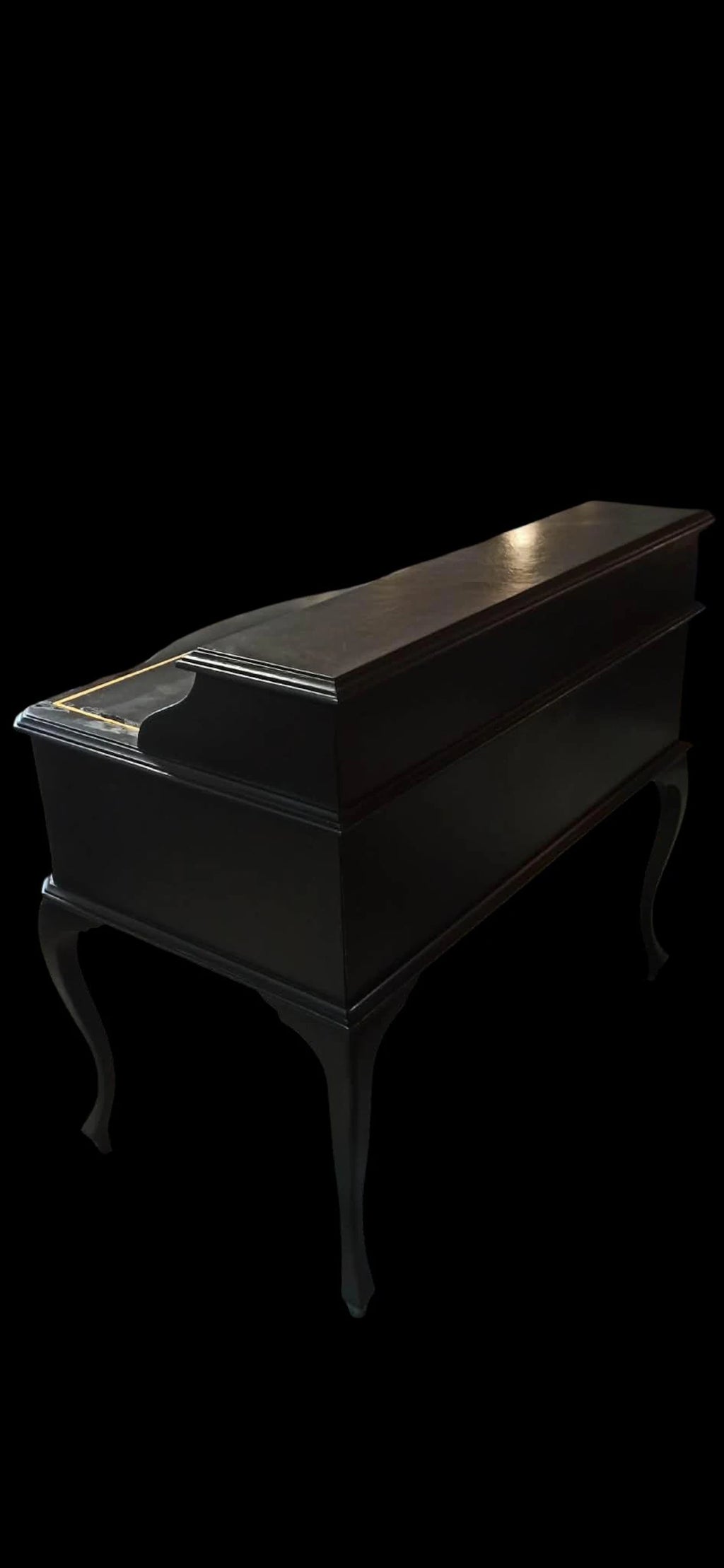 Vintage Schreibtisch mit Aufsatz | Chinoiserie Schreibtisch Schwarz & Gold | 7 Schubladen | Isa