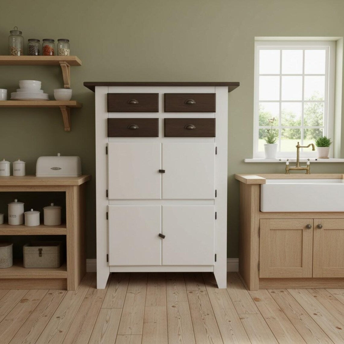 Vintage Küchenschrank mit Schubladen – Vorratsschrank Landhausstil | Miranda