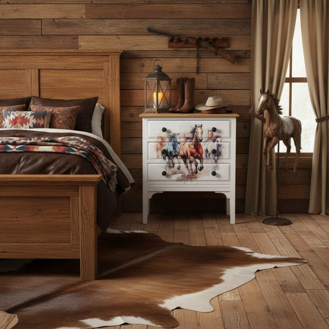 Pferde Kommode aus Holz mit 3 Schubladen – Vintage Nachttisch | Pam