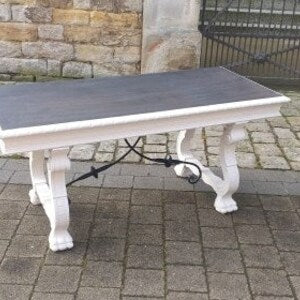 Vintage Couchtisch im Landhausstil – Shabby Chic Wohnzimmertisch Weiß & Dunkelbraun