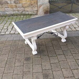 Vintage Couchtisch im Landhausstil – Shabby Chic Wohnzimmertisch Weiß & Dunkelbraun