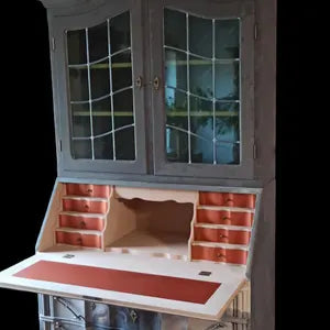 Vintage Sekretär mit Vitrine & Schreibklappe – großer Schreibschrank mit Stauraum – Alisa