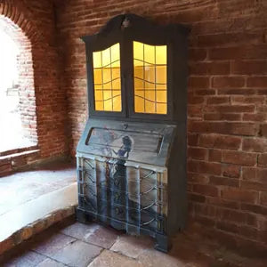 Vintage Sekretär mit Vitrine & Schreibklappe – großer Schreibschrank mit Stauraum – Alisa