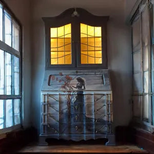 Vintage Sekretär mit Vitrine & Schreibklappe – großer Schreibschrank mit Stauraum – Alisa