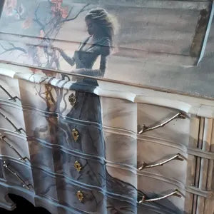 Vintage Sekretär mit Vitrine & Schreibklappe – großer Schreibschrank mit Stauraum – Alisa