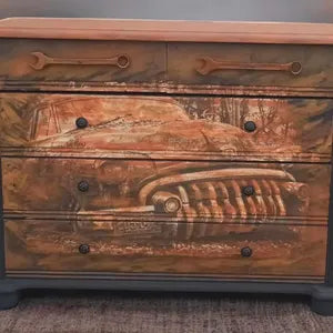 Industrial Kommode mit Schraubenschlüssel-Griffen – Vintage Sideboard in Rostoptik – Klaus