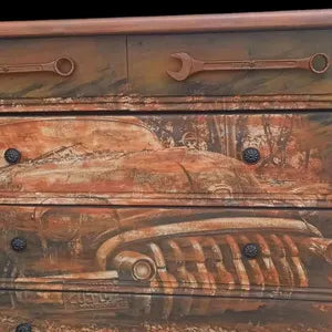 Industrial Kommode mit Schraubenschlüssel-Griffen – Vintage Sideboard in Rostoptik – Klaus
