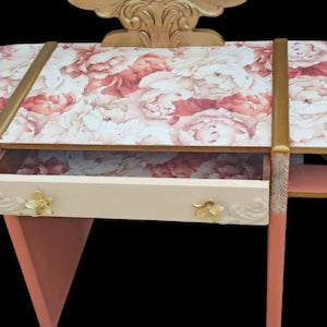 Vintage Schminktisch mit Spiegel – Frisiertisch aus Vollholz im Landhausstil – Mei