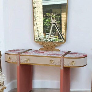 Vintage Schminktisch mit Spiegel – Frisiertisch aus Vollholz im Landhausstil – Mei