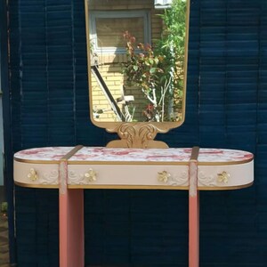 Vintage Schminktisch mit Spiegel – Frisiertisch aus Vollholz im Landhausstil – Mei