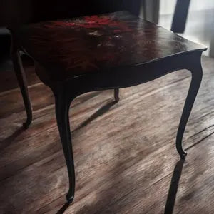 Klappbarer Vintage Esstisch für kleine Räume – 90 × 90 cm – Rot Schwarz – Mila