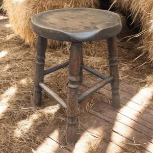 Alter Holzhocker aus Massivholz – Vintage Milchhocker & Pflanzenhocker – Emil