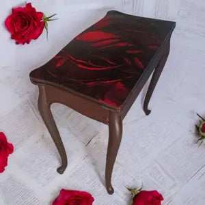 Klappbarer Vintage Esstisch für kleine Räume – 90 × 90 cm – Rot Schwarz – Mila