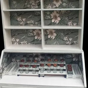 Vintage Küchenschrank mit Arbeitsfläche – Küchensekretär & Coffee Bar in Mintgrün – Benno
