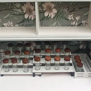 Vintage Küchenschrank mit Arbeitsfläche – Küchensekretär & Coffee Bar in Mintgrün – Benno