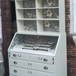 Vintage Küchenschrank mit Arbeitsfläche – Küchensekretär & Coffee Bar in Mintgrün – Benno