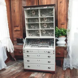 Vintage Küchenschrank mit Arbeitsfläche – Küchensekretär & Coffee Bar in Mintgrün – Benno