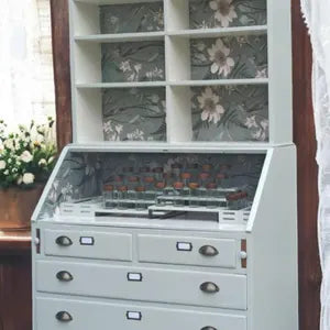 Vintage Küchenschrank mit Arbeitsfläche – Küchensekretär & Coffee Bar in Mintgrün – Benno