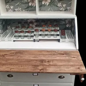 Vintage Küchenschrank mit Arbeitsfläche – Küchensekretär & Coffee Bar in Mintgrün – Benno
