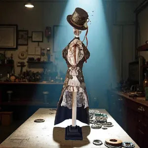 Steampunk Lampe handgefertigt – viktorianische Figurenlampe & Gothic Deko – Lisel