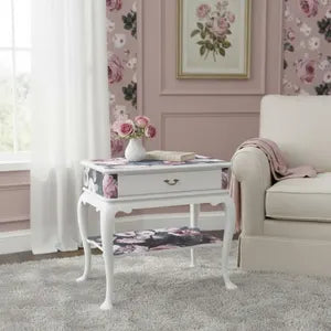 Vintage Beistelltisch mit Rosen – kleiner Nachttisch Landhaus Cottagecore – Petra
