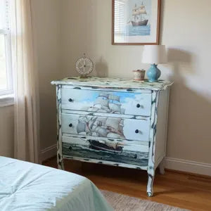 Maritime Vintage Kommode mit Segelschiff – Küstenstil & Beach House – Arthur