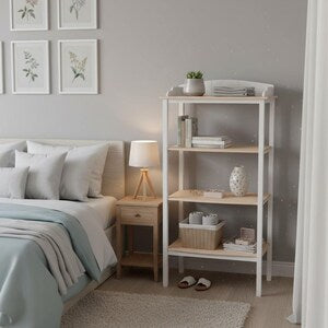 Vintage Regal aus Holz – schmales Landhausregal mit 4 Ablagen – Steven