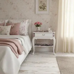 Vintage Beistelltisch mit Rosen – kleiner Nachttisch Landhaus Cottagecore – Petra
