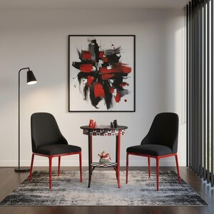 Vintage Schachtisch mit Schachfiguren – außergewöhnlicher Spieltisch im Karten-Design – Isabella