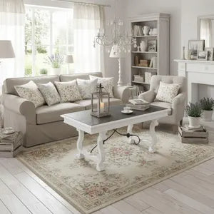 Vintage Couchtisch im Landhausstil – Shabby Chic Wohnzimmertisch Weiß & Dunkelbraun