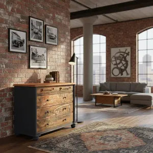 Industrial Kommode mit Schraubenschlüssel-Griffen – Vintage Sideboard in Rostoptik – Klaus