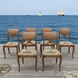 Vintage Esszimmerstuhl aus Massivholz – maritimer Holzstuhl – einzeln oder 6er Set – Ron