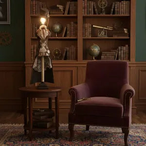 Steampunk Lampe handgefertigt – viktorianische Figurenlampe & Gothic Deko – Lisel