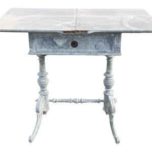 Vintage Klapptisch mit Kranichmotiv – Beistelltisch mit Stauraum & Alcantara – Silberkranich