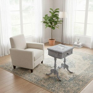 Vintage Klapptisch mit Kranichmotiv – Beistelltisch mit Stauraum & Alcantara – Silberkranich