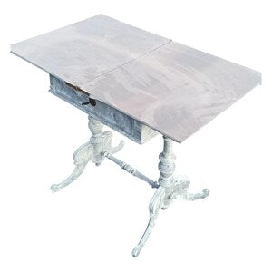 Vintage Klapptisch mit Kranichmotiv – Beistelltisch mit Stauraum & Alcantara – Silberkranich