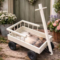 Vintage Bollerwagen aus Holz – Landhaus Deko mit Schafmotiv – Kinderzimmer Deko – aufgearbeitetes Unikat Bolle