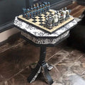 Vintage Schachtisch mit Backgammon – Totenkopf Spieltisch – drehbare Spielplatte – Gothic Beistelltisch – Betti