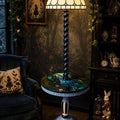 Vintage Stehlampe mit Beistelltisch & Tiffany-Glasschirm – Fantasy Tischlampe – Bluebell