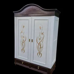 Jugendstil Vintage Kleiderschrank – zerlegbarer Steckschrank in Creme & Schokobraun – Aurora