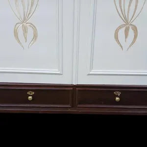 Jugendstil Vintage Kleiderschrank – zerlegbarer Steckschrank in Creme & Schokobraun – Aurora