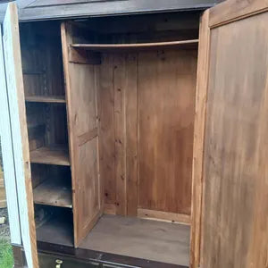 Jugendstil Vintage Kleiderschrank – zerlegbarer Steckschrank in Creme & Schokobraun – Aurora