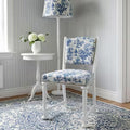 Vintage Stuhl Weiß Blau mit Toile-de-Jouy – französischer Landhausstuhl – Bleu Élise